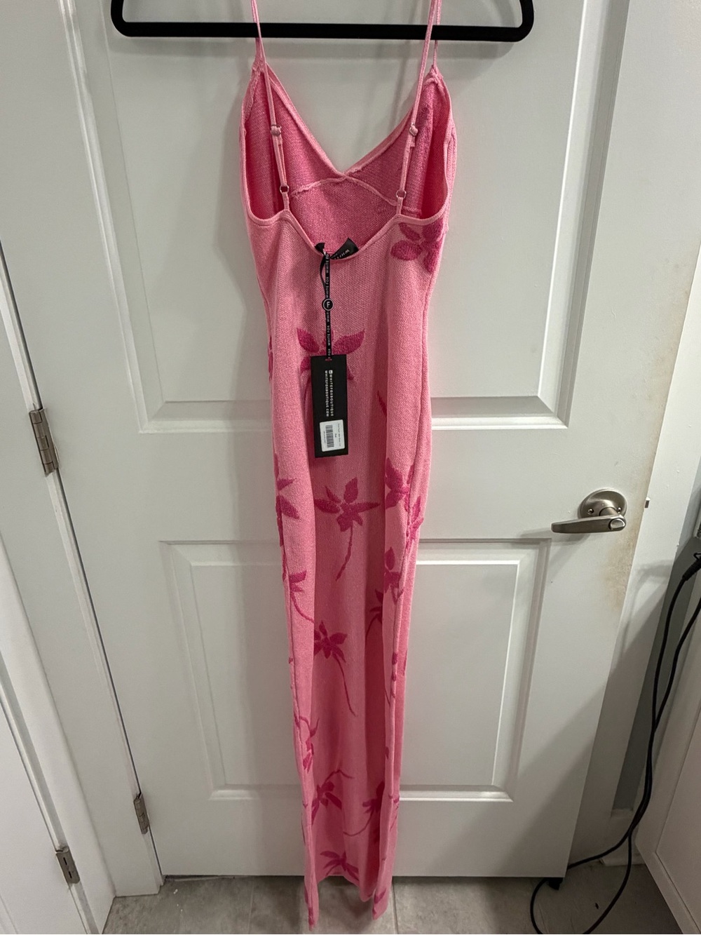 White Fox Boutique Pink Floral Knit Maxi Dress - Picture 3 of 4